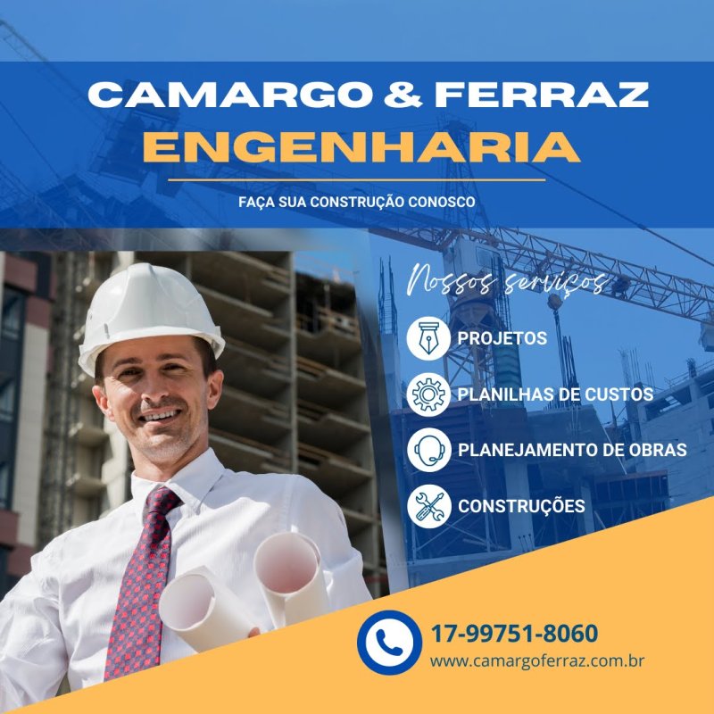 Projetos, Obras, orçamentos, Planejamento de obras.